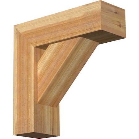 Ekena Millwork Traditional Block Rough Sawn Bracket w/ Offset Brace, Western Red Cedar, 8"W x 24"D x 24"H BKT0806X24X24TRA05RWR